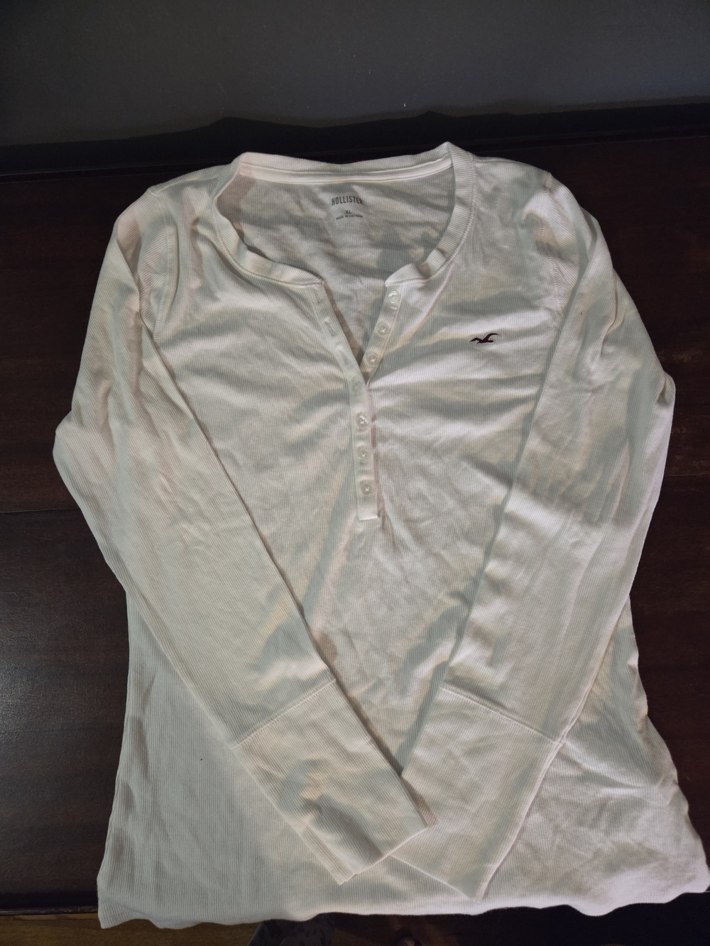 Hollister White Long Sleeve Henley Top Nwot Size XL